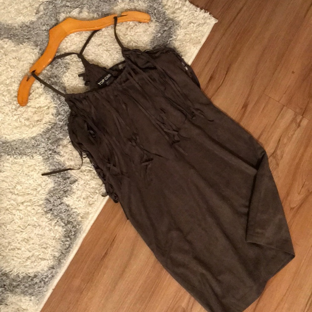 Never worn brown suede fringe dress 👗